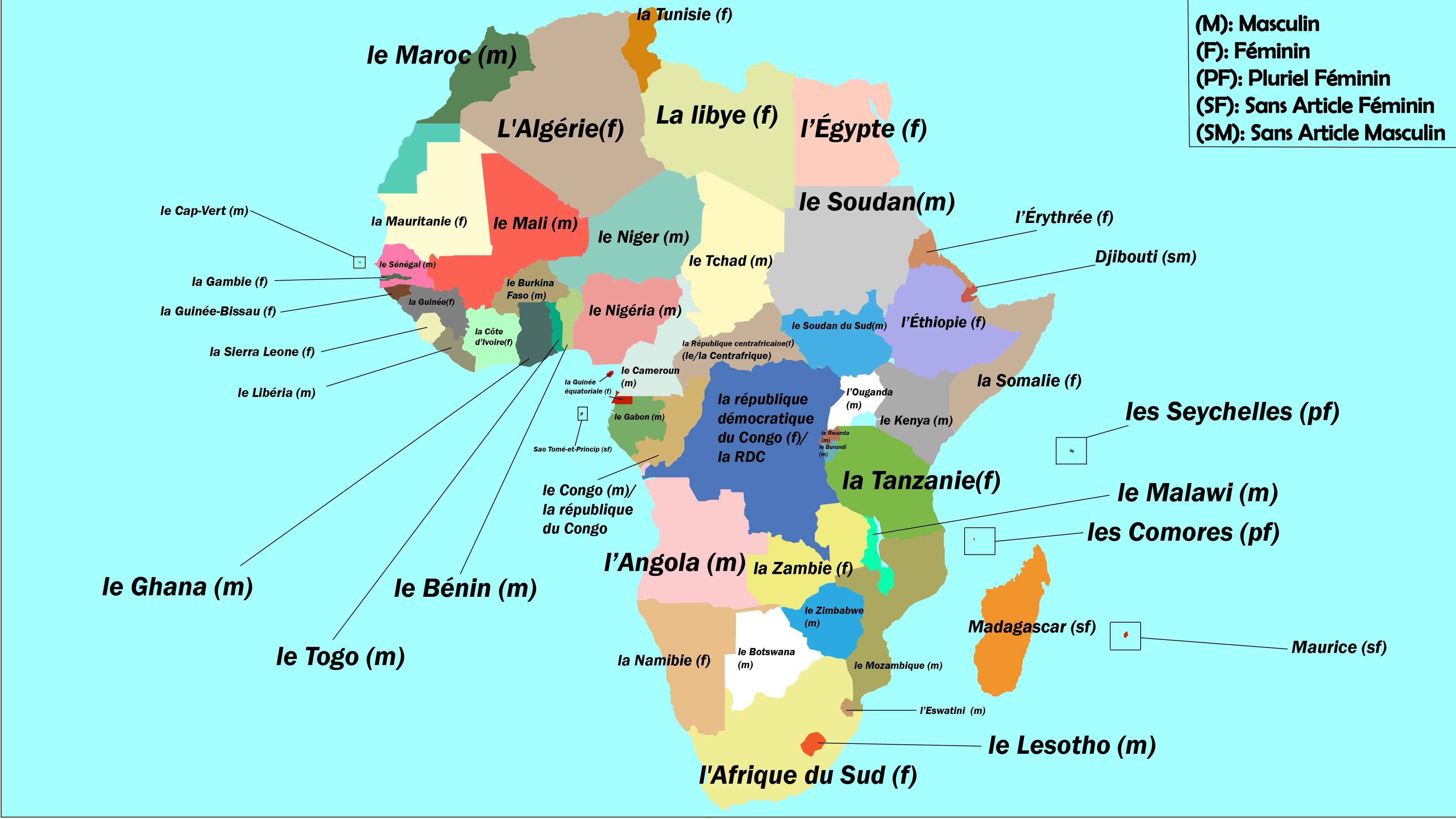 places-africa-prepositions-french